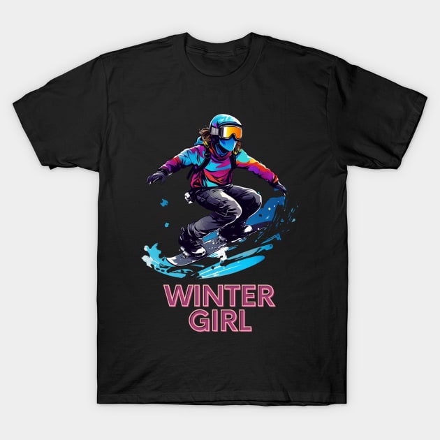 Winter Girl Snowboard T-Shirt by MaystarUniverse